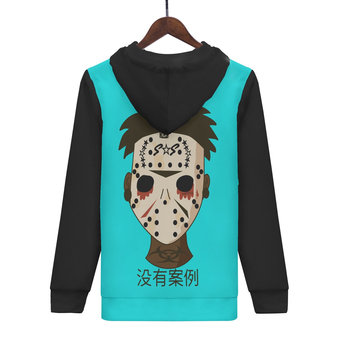 No Face, No Case Womens Turquoise Zip Up Hoodie