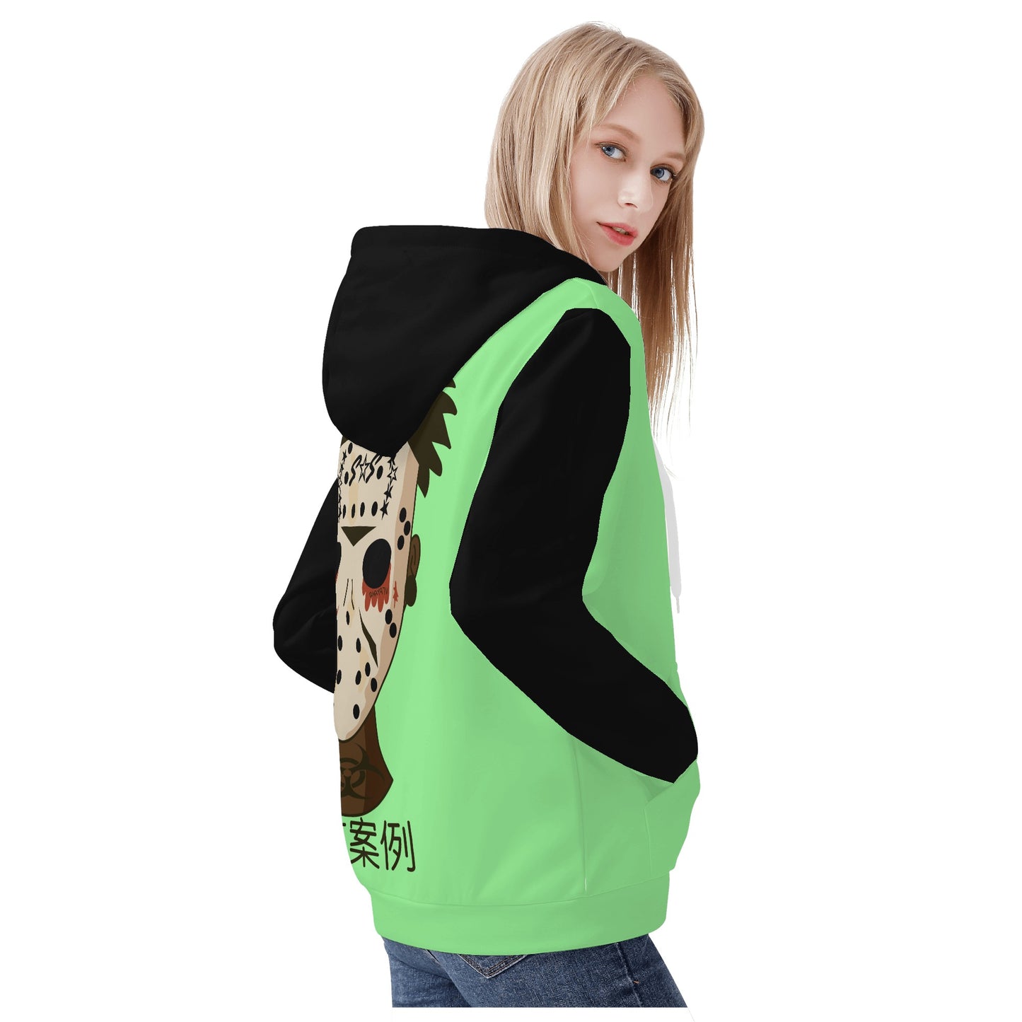 No Face, No Case Womens Mint Green Zip Up Hoodie