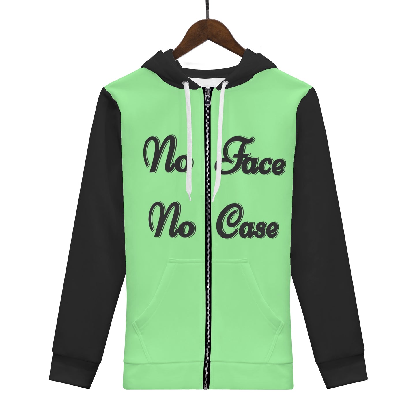 No Face, No Case Womens Mint Green Zip Up Hoodie