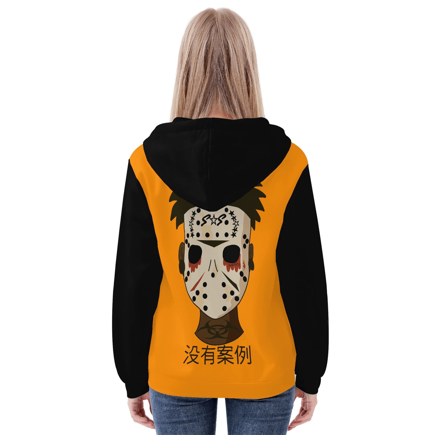 No Face, No Case Womens Orange Zip Up Hoodie