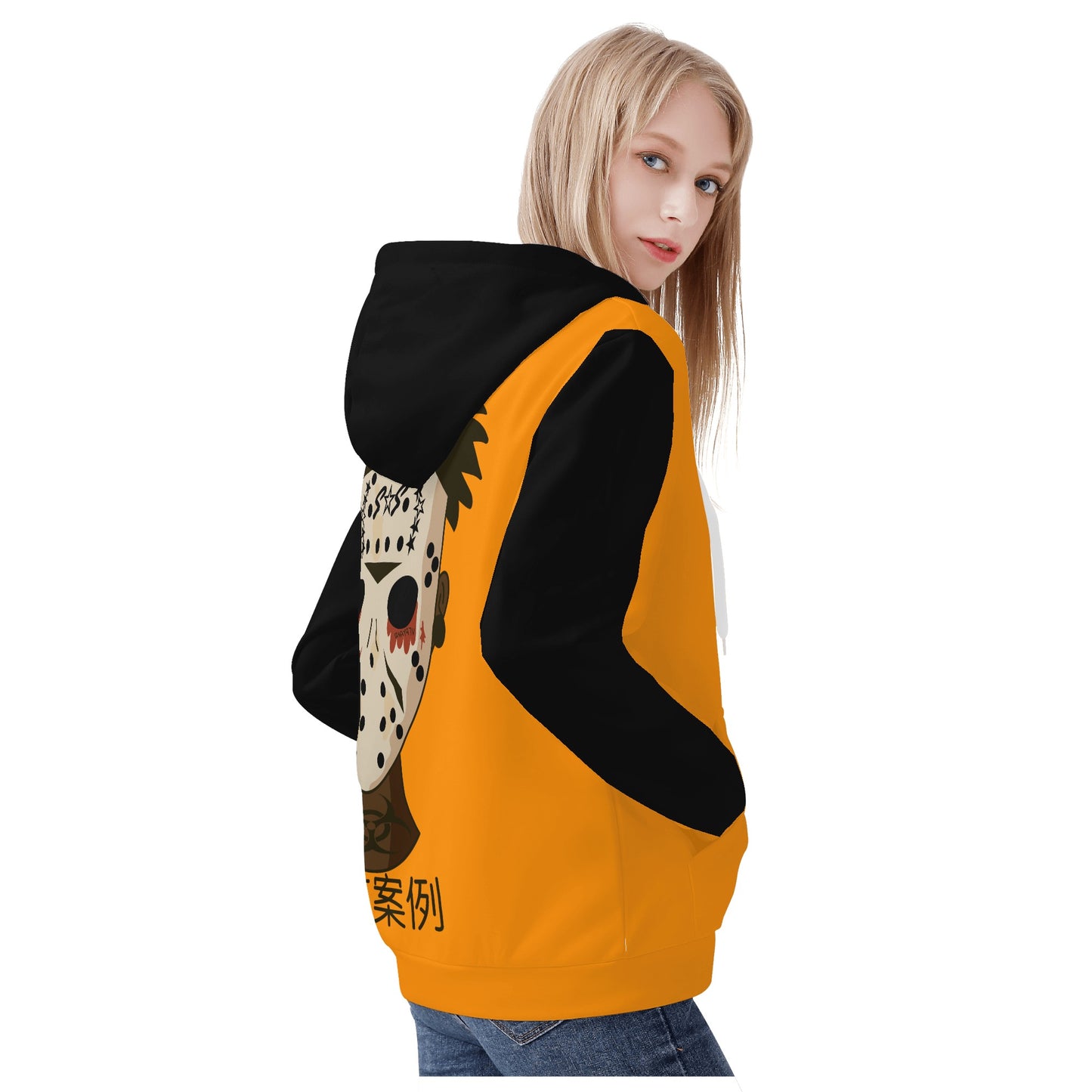 No Face, No Case Womens Orange Zip Up Hoodie