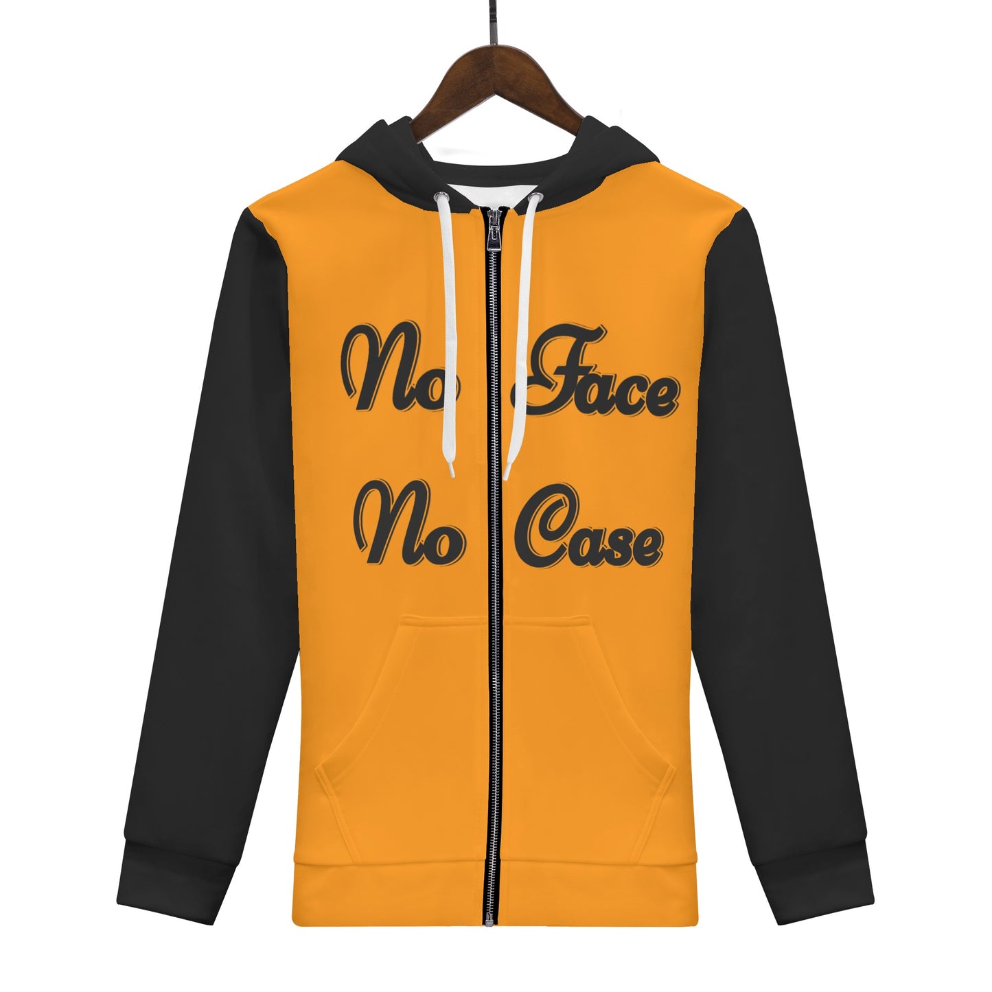 No Face, No Case Womens Orange Zip Up Hoodie