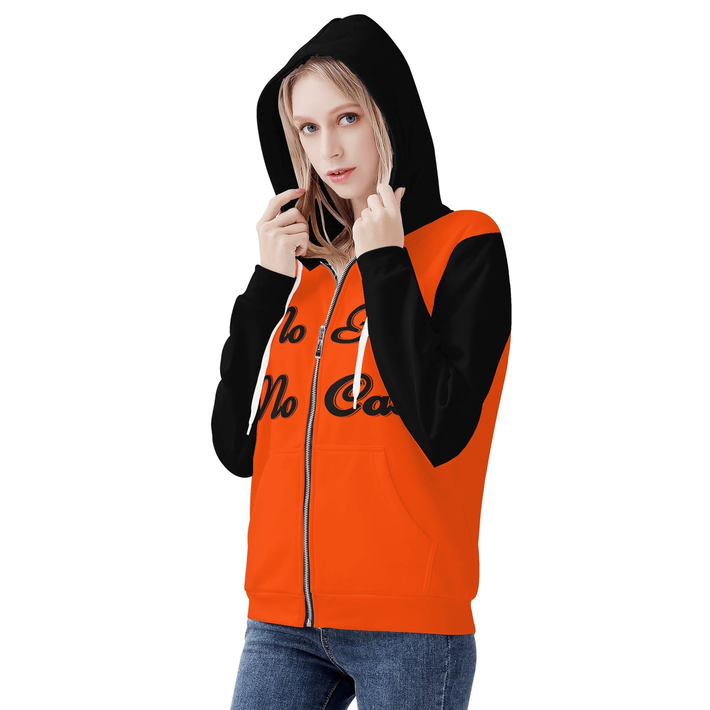 No Face, No Case Womens Dark Orange Zip Up Hoodie