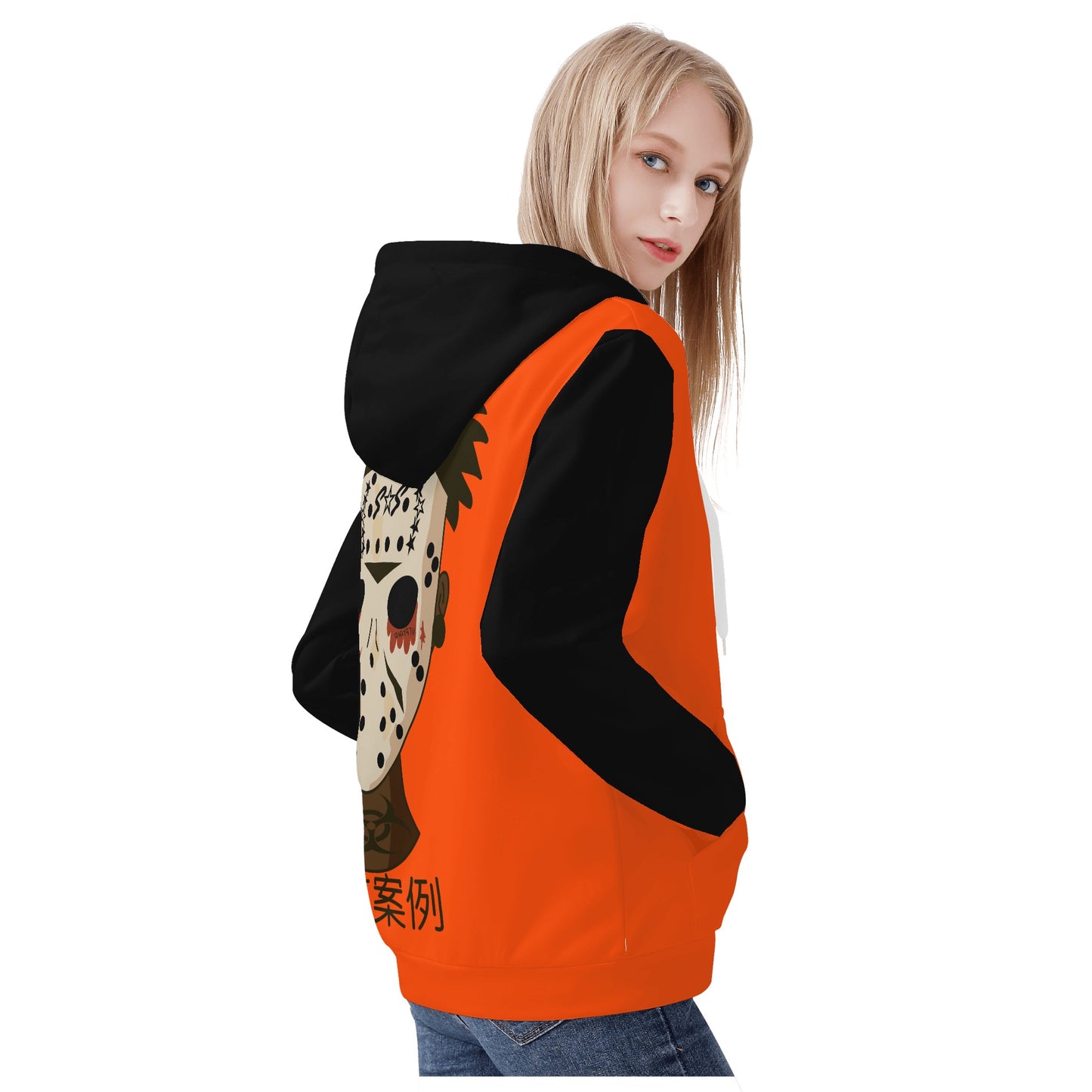 No Face, No Case Womens Dark Orange Zip Up Hoodie