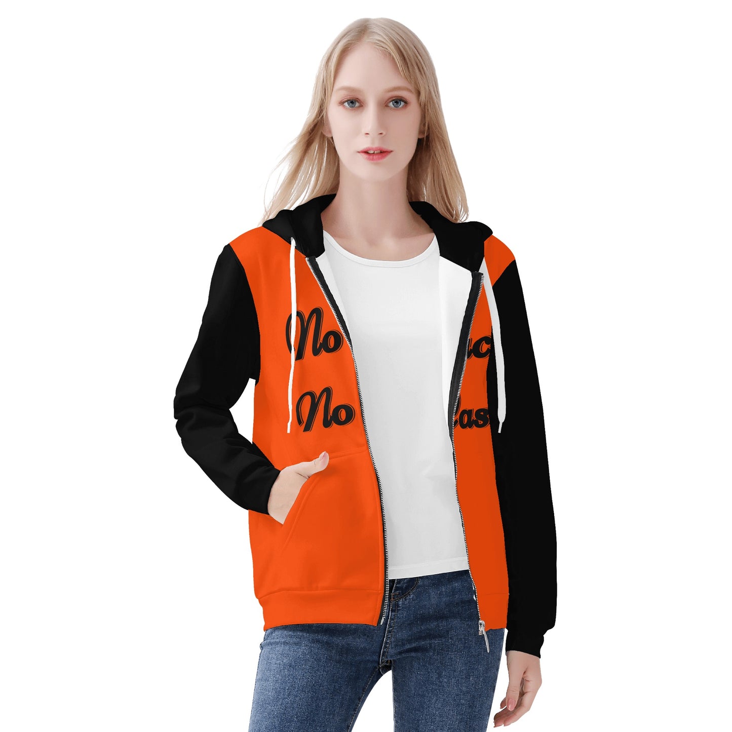 No Face, No Case Womens Dark Orange Zip Up Hoodie