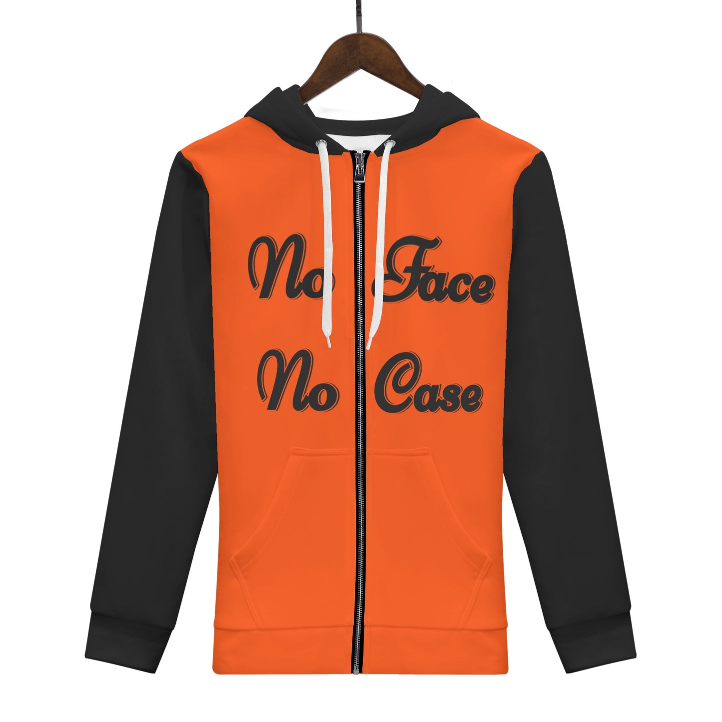 No Face, No Case Womens Dark Orange Zip Up Hoodie