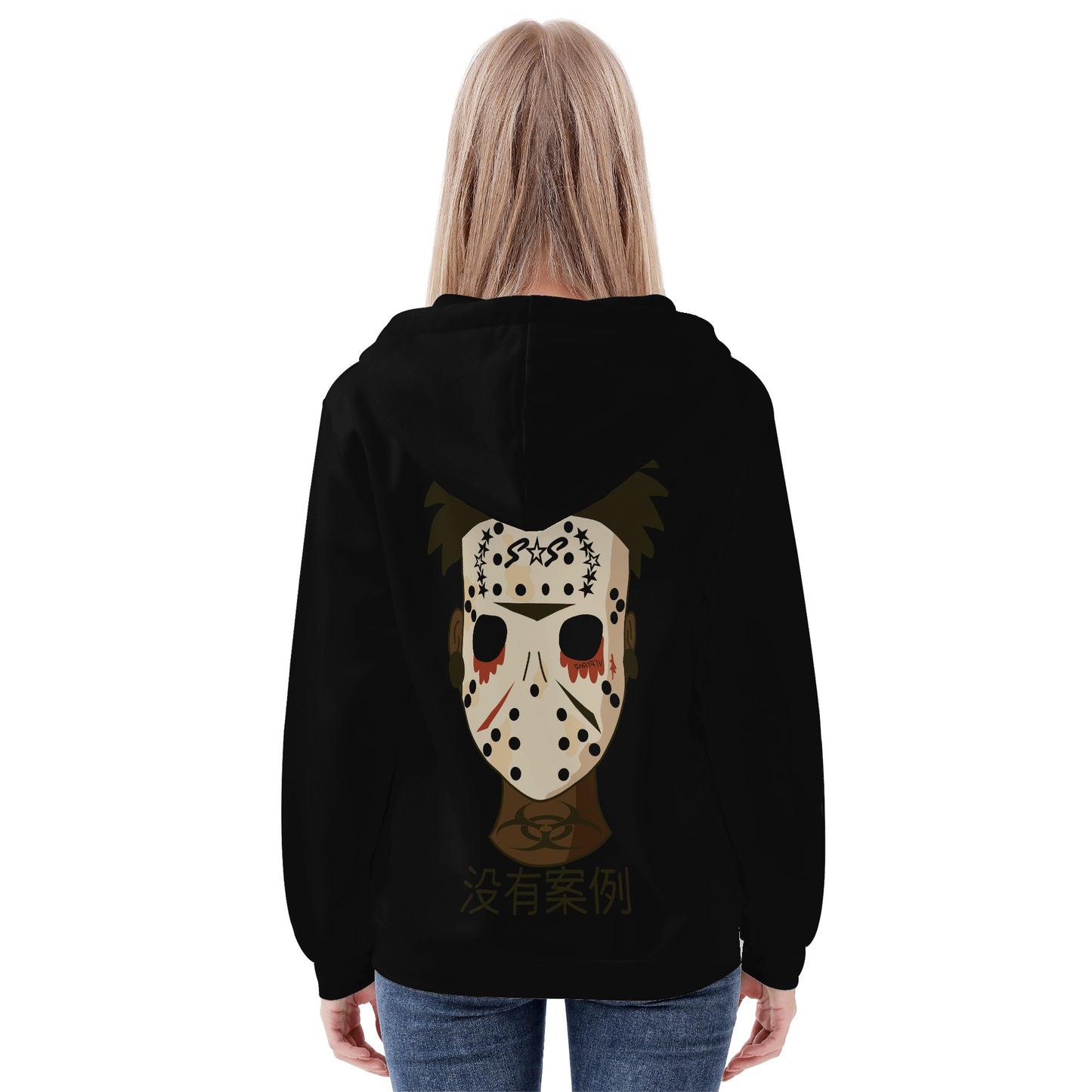 No Face, No Case Womens Black Zip Up Hoodie