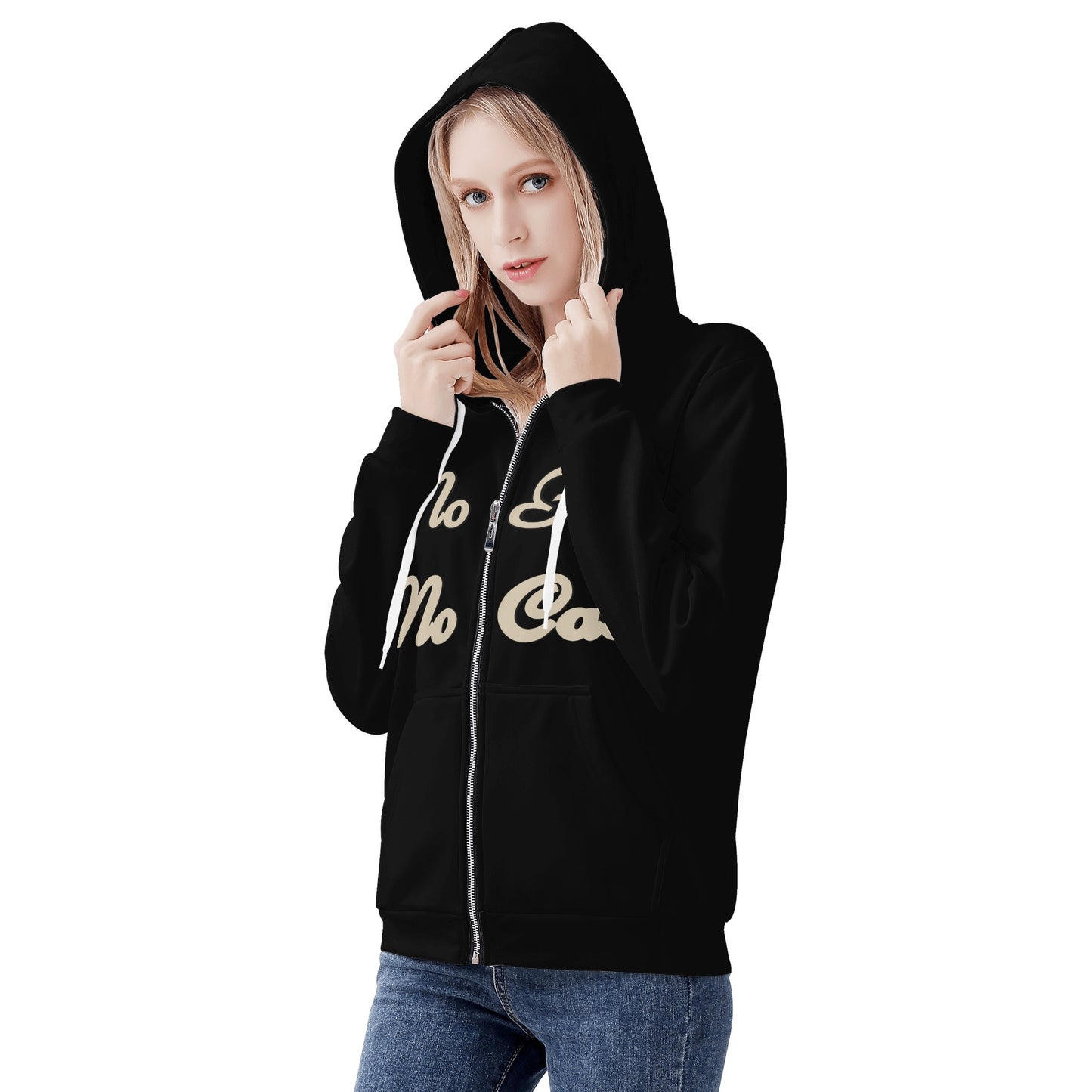 No Face, No Case Womens Black Zip Up Hoodie