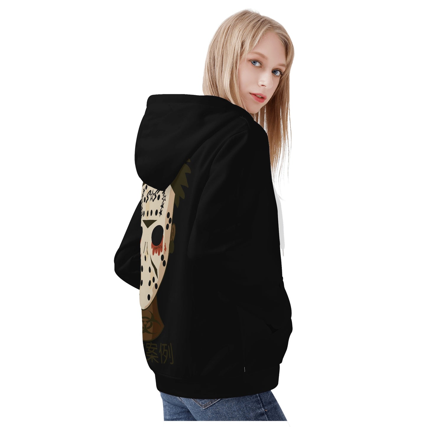 No Face, No Case Womens Black Zip Up Hoodie