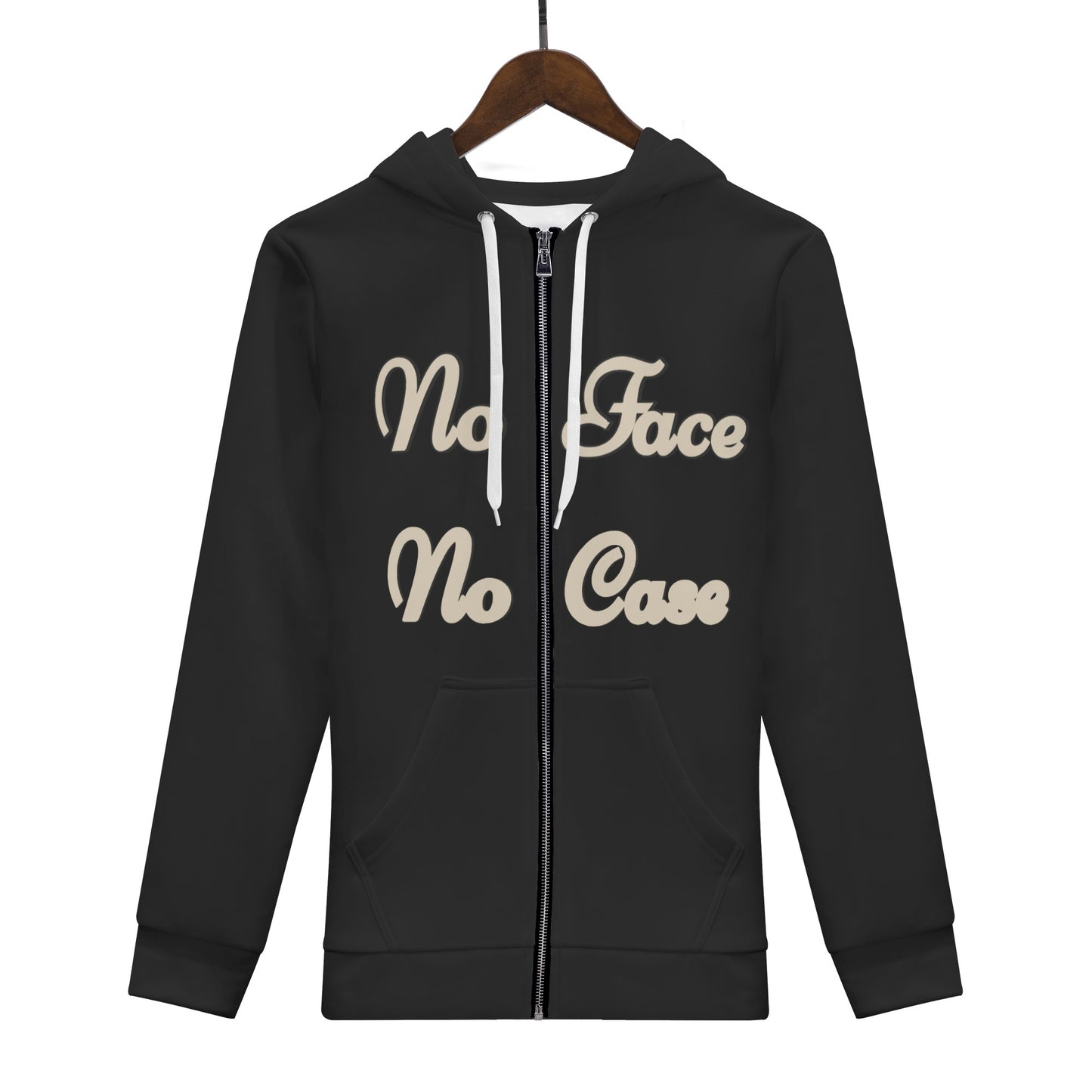 No Face, No Case Womens Black Zip Up Hoodie