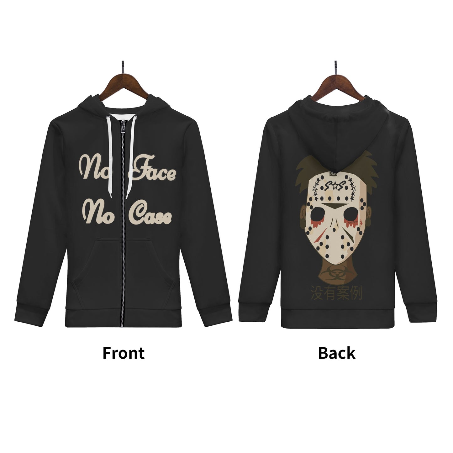 No Face, No Case Womens Black Zip Up Hoodie