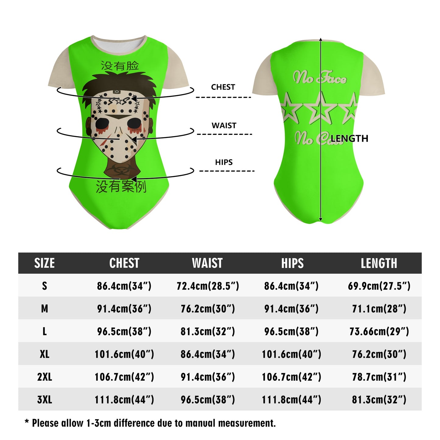 No Face, No Case Womens Goo Green Soft Short Sleeve Bodysuit