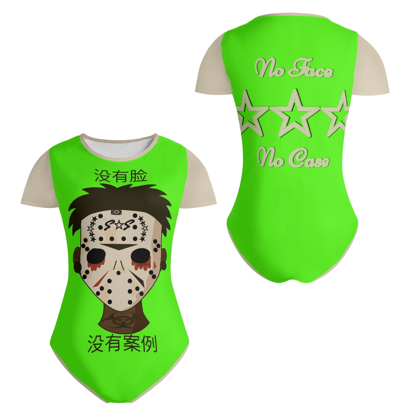 No Face, No Case Womens Goo Green Soft Short Sleeve Bodysuit