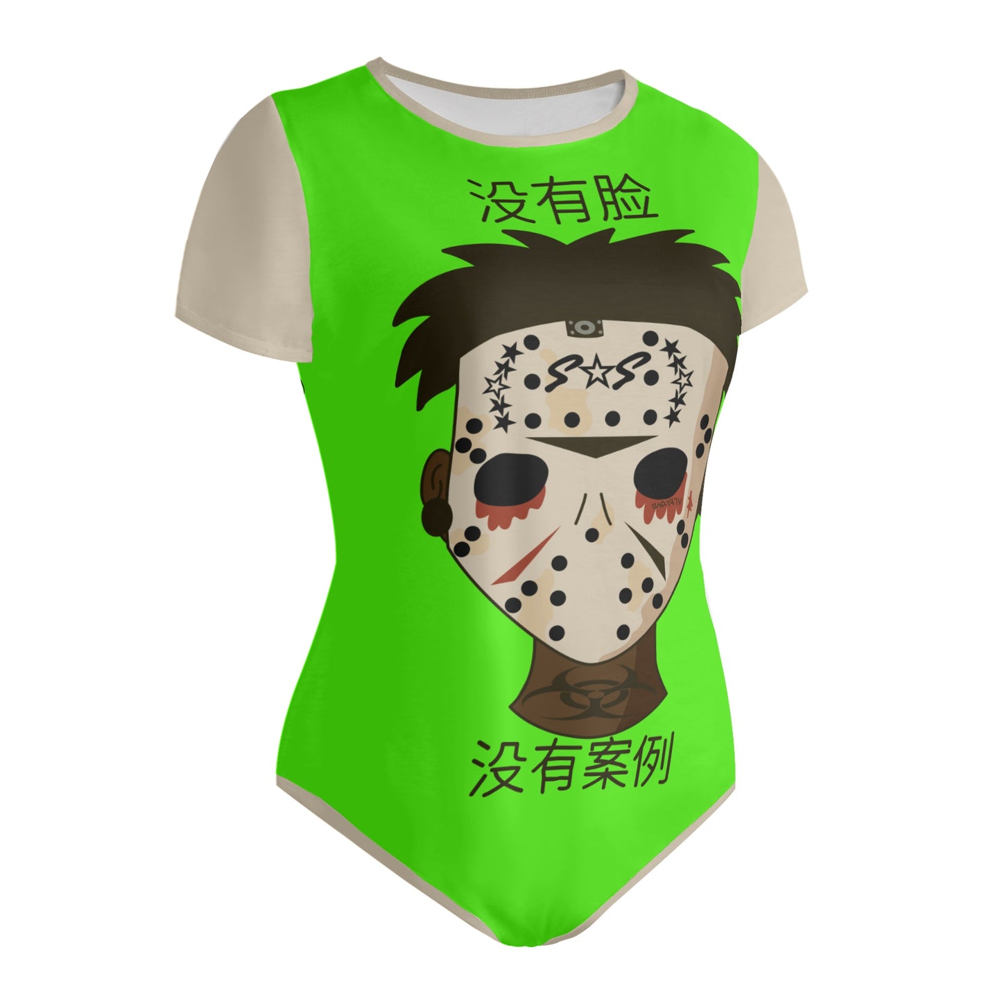 No Face, No Case Womens Goo Green Soft Short Sleeve Bodysuit