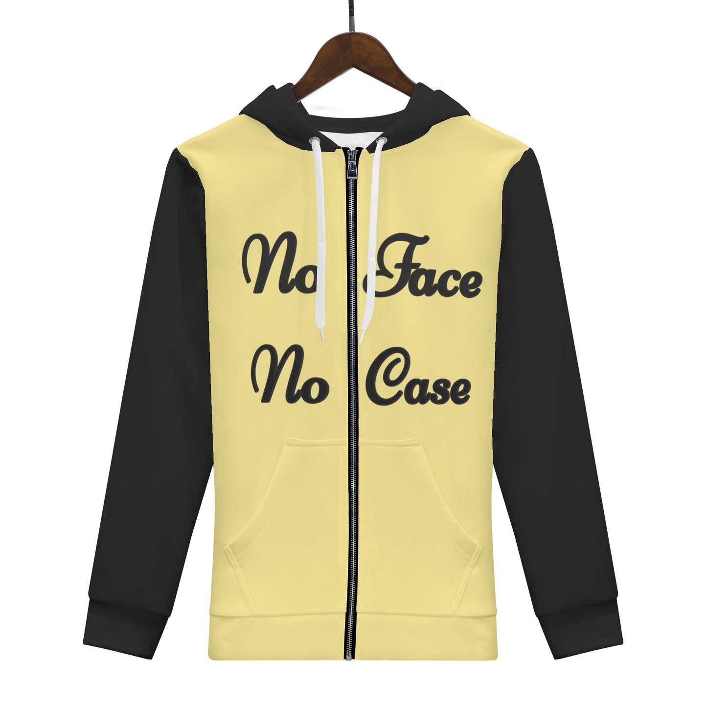 No Face, No Case Womens Tan Zip Up Hoodie