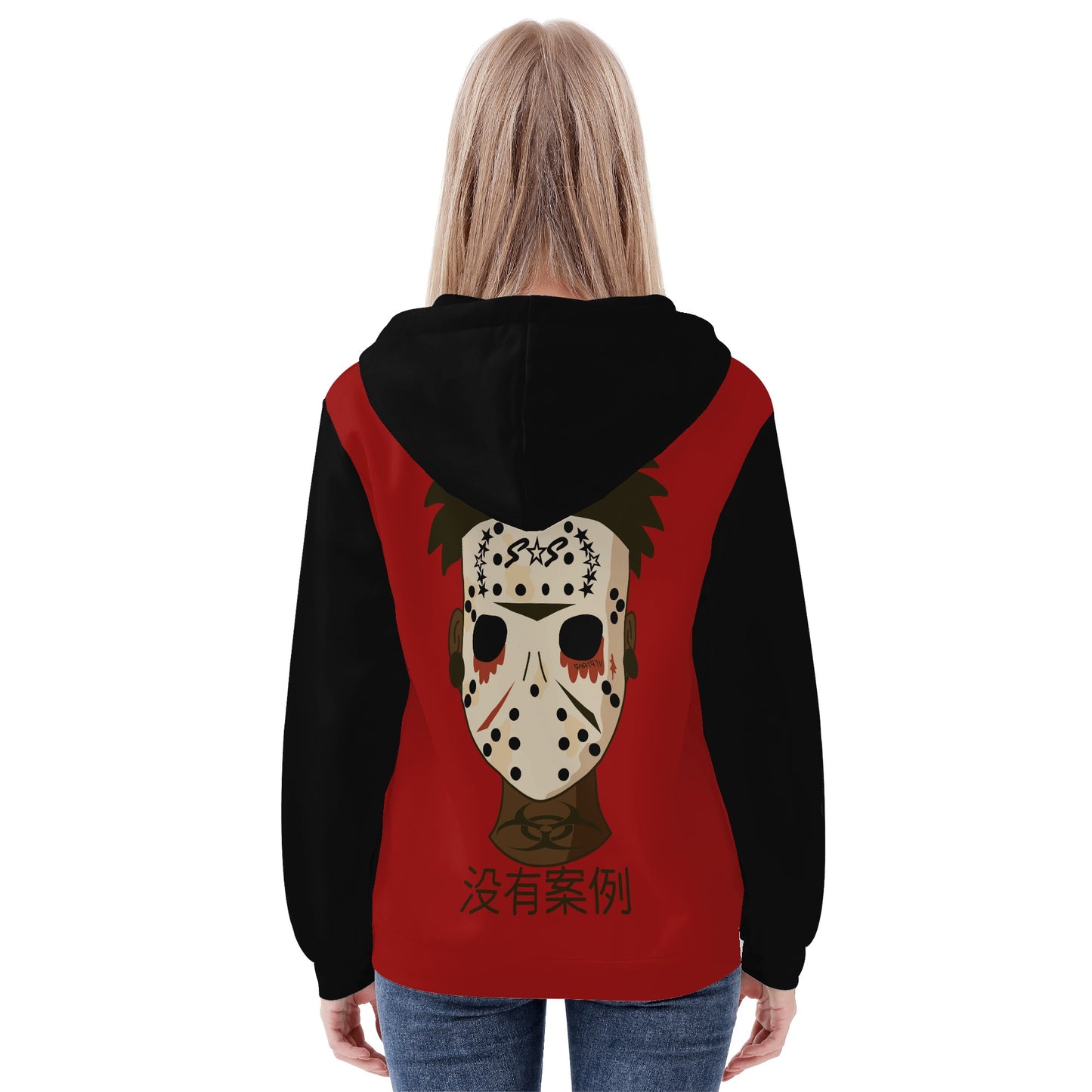 No Face, No Case Womens Maroon Zip Up Hoodie