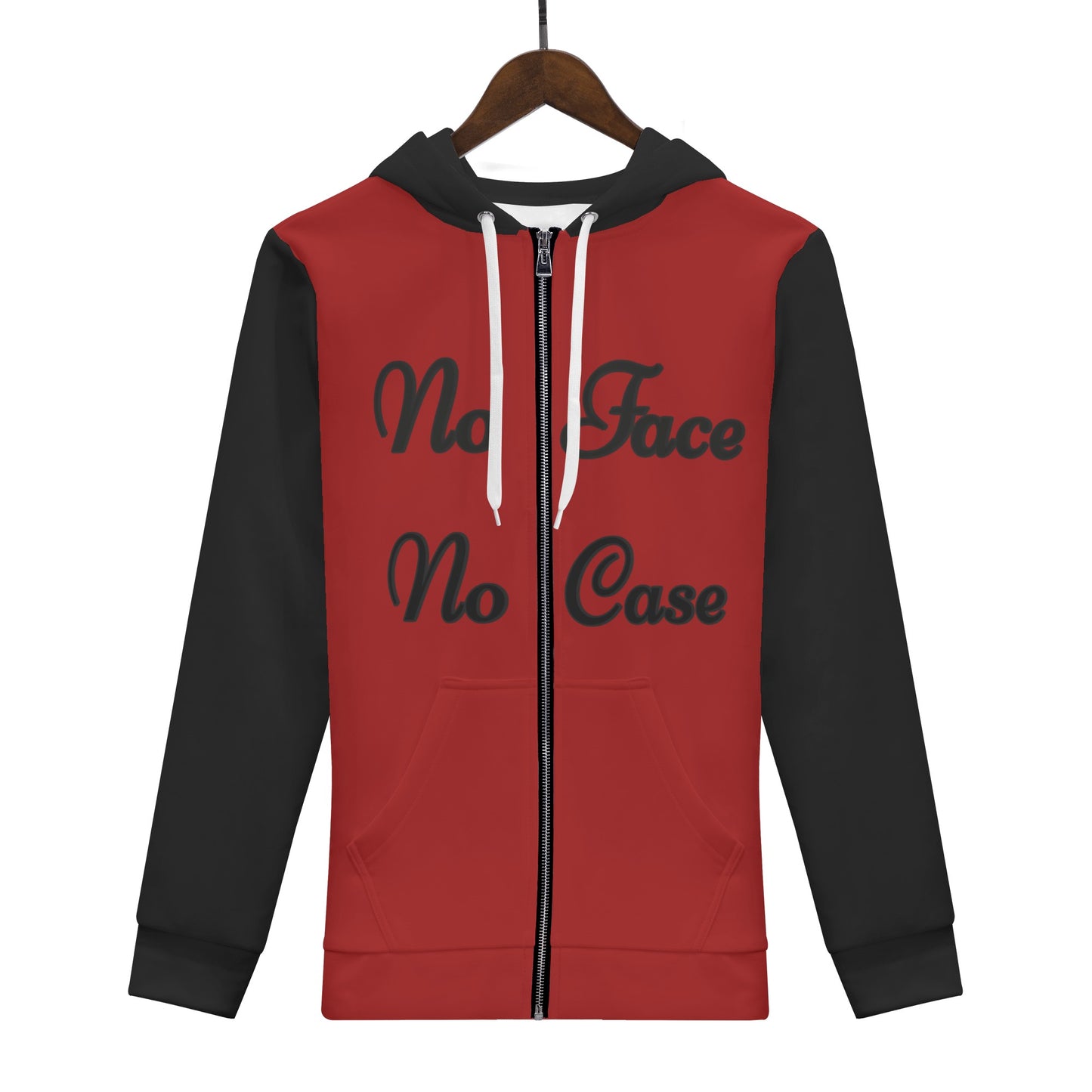 No Face, No Case Womens Maroon Zip Up Hoodie