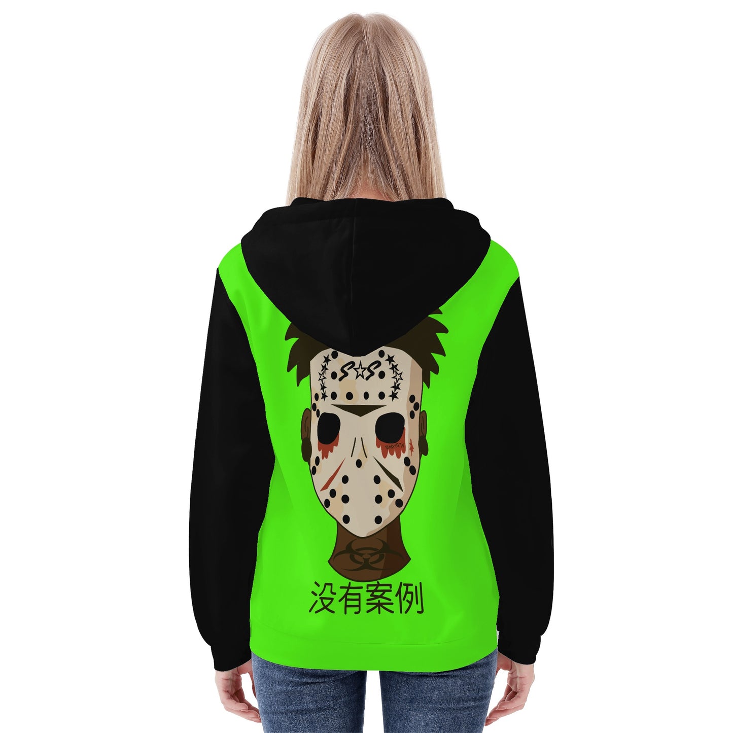 No Face, No Case Womens Goo Green Zip Up Hoodie