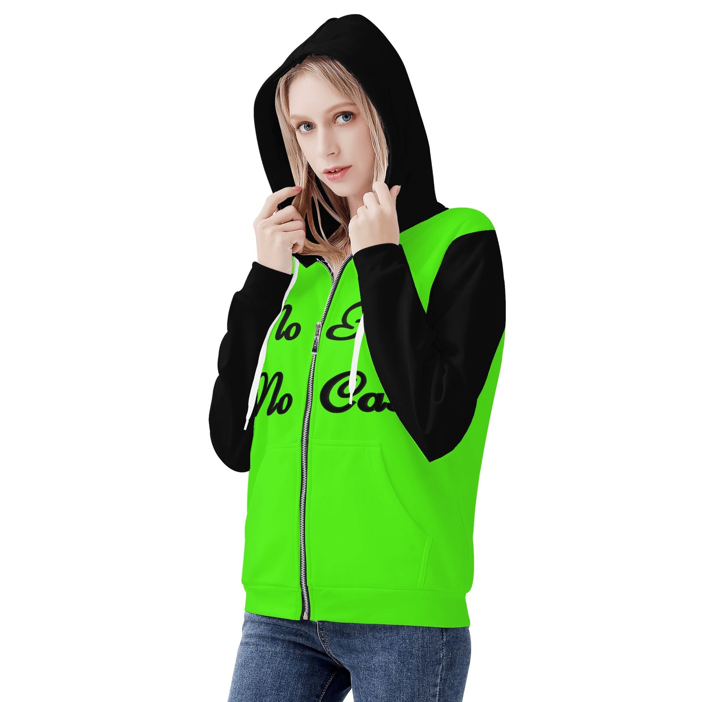 No Face, No Case Womens Goo Green Zip Up Hoodie