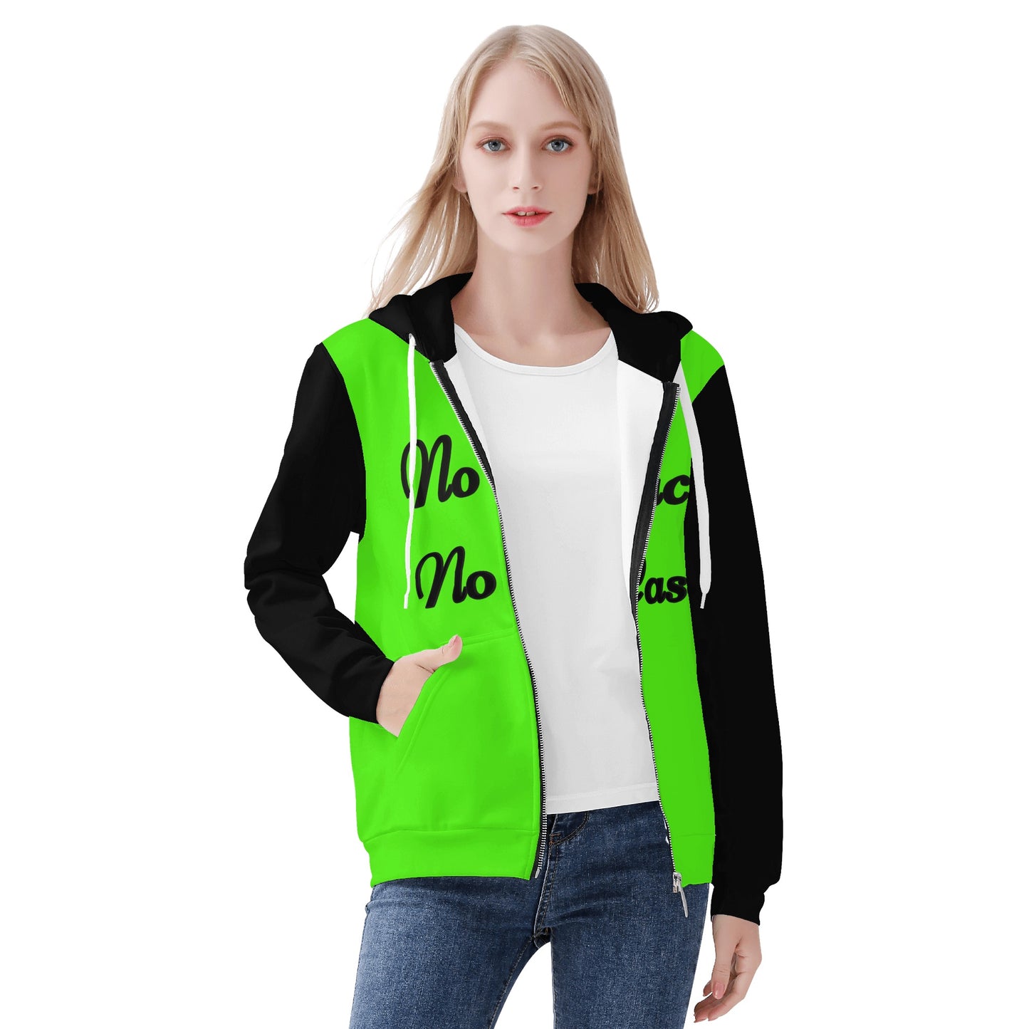 No Face, No Case Womens Goo Green Zip Up Hoodie