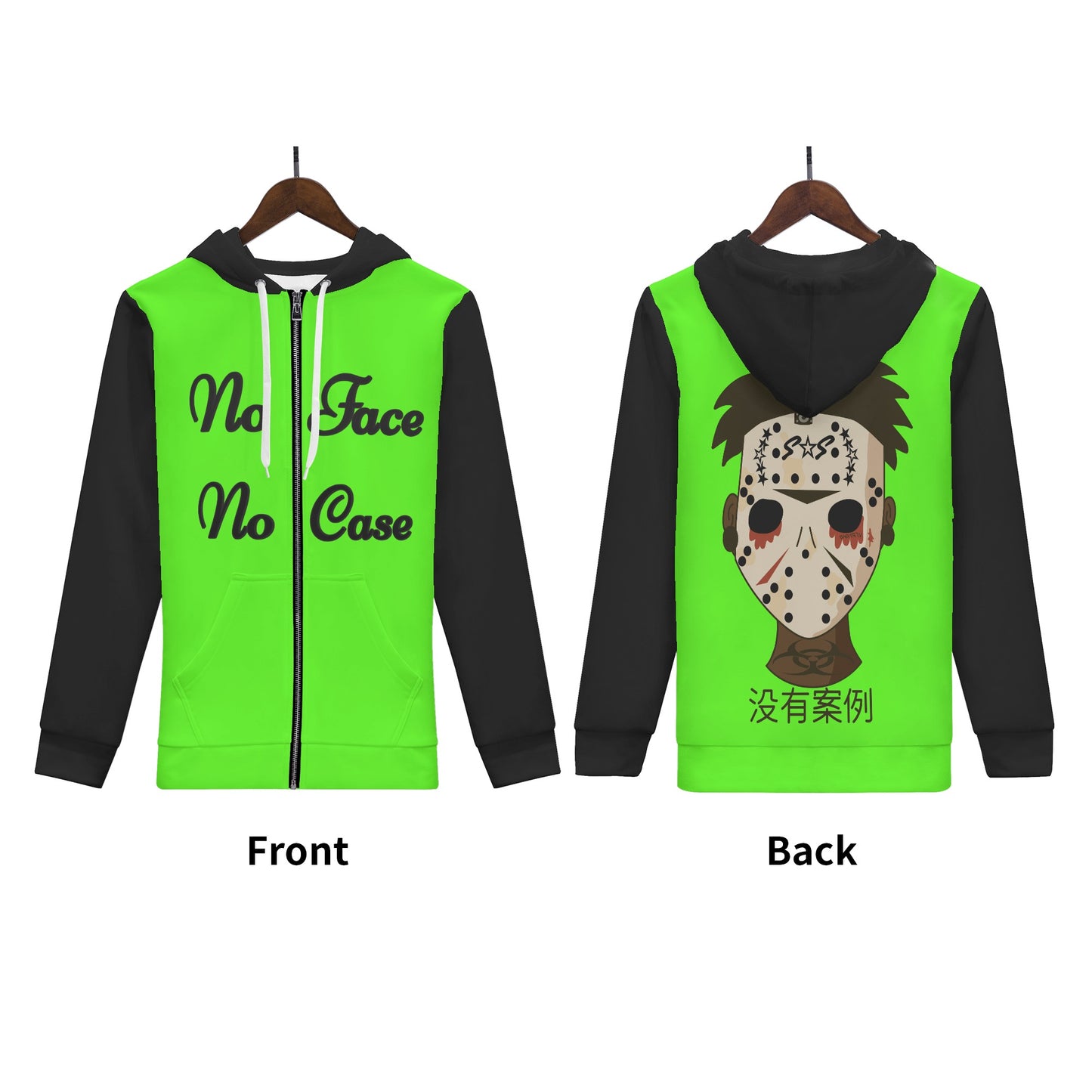 No Face, No Case Womens Goo Green Zip Up Hoodie