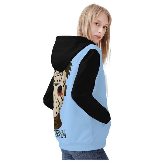 No Face, No Case Womens Sky Blue Zip Up Hoodie