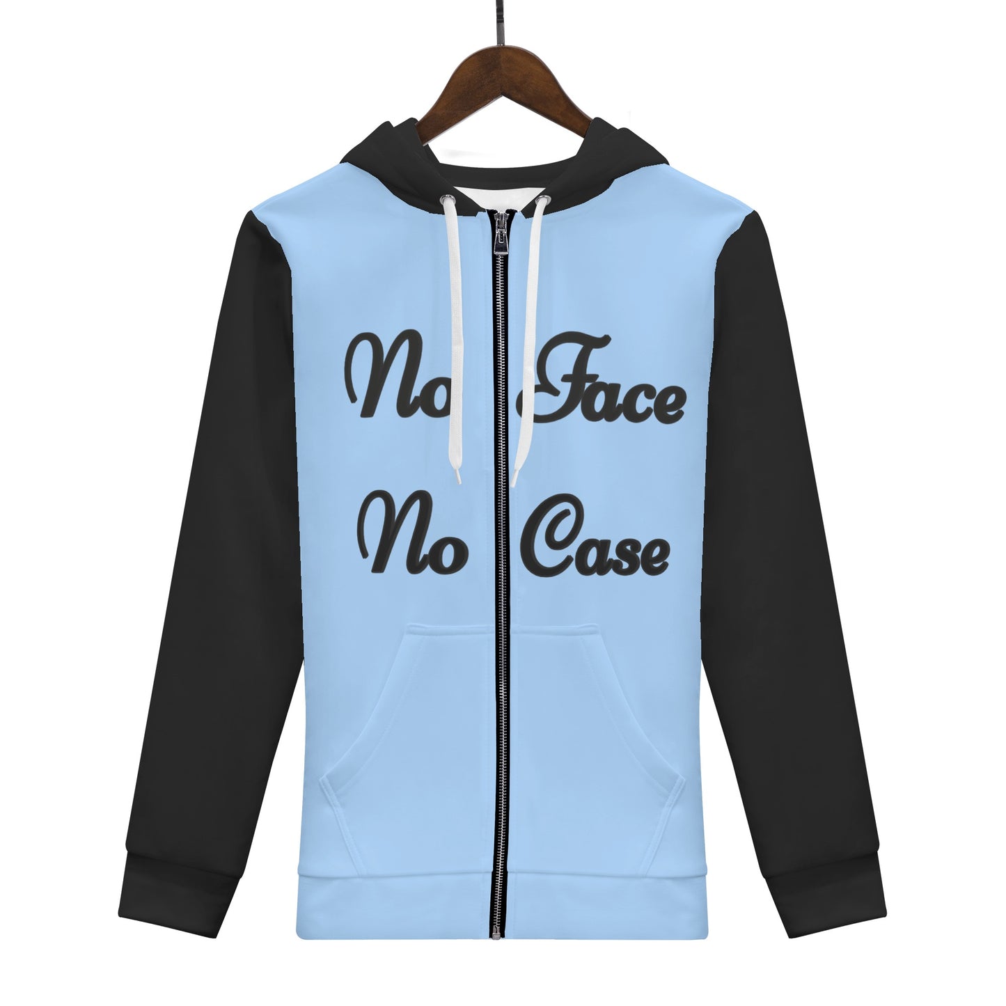 No Face, No Case Womens Sky Blue Zip Up Hoodie