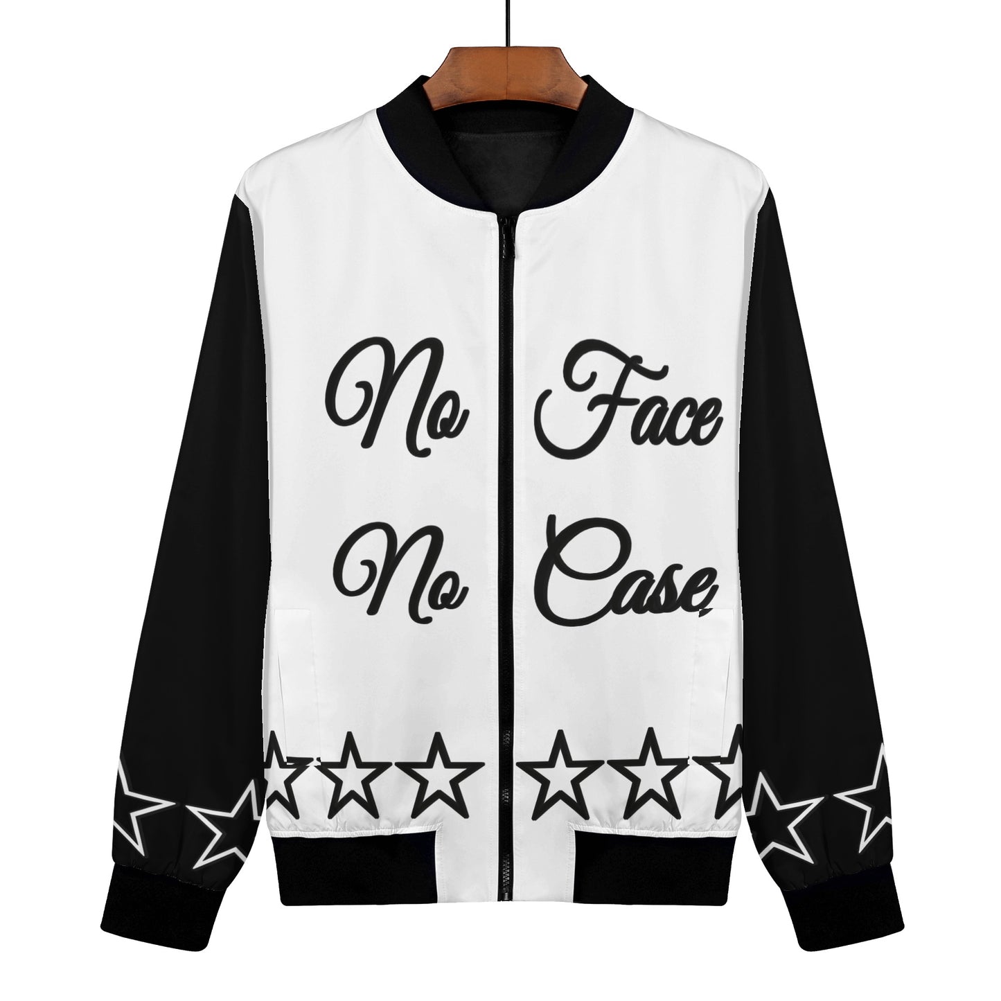 No Face, No Case Womens White Zip Up Jacket