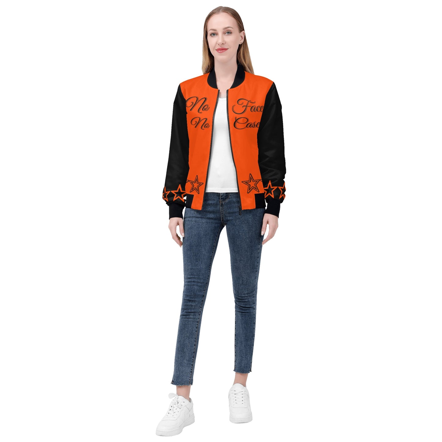 No Face, No Case Womens Dark Orange Zip Up Jacket