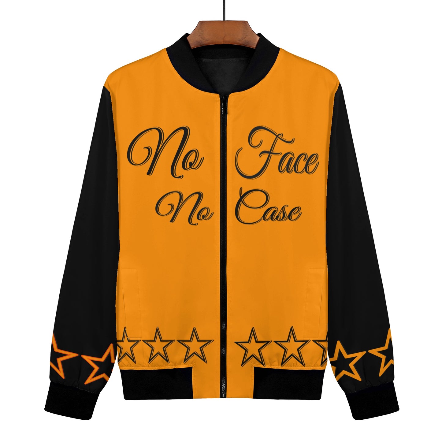 No Face, No Case Womens Orange Zip Up Jacket