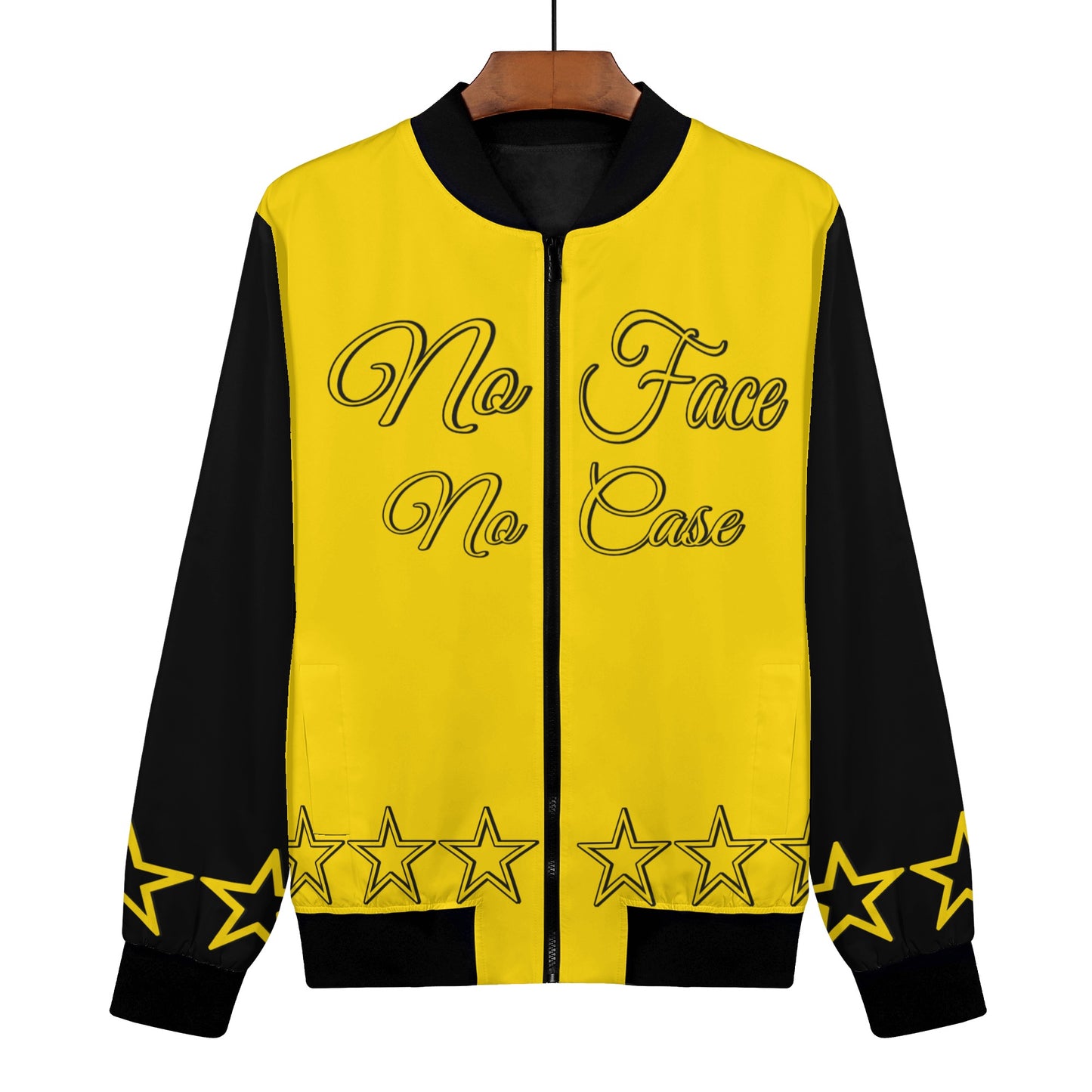 No Face, No Case Womens Gold Zip Up Jacket