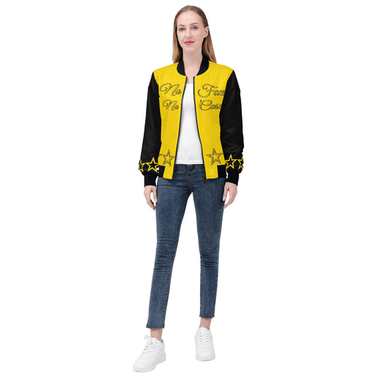 No Face, No Case Womens Gold Zip Up Jacket