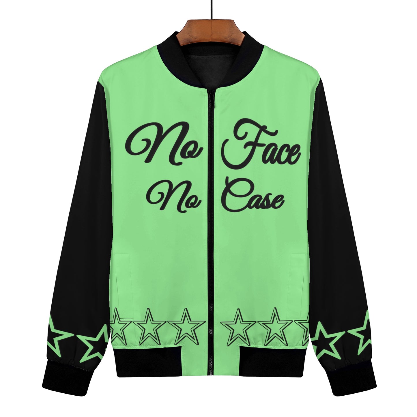 No Face, No Case Womens Mint Green Zip Up Jacket