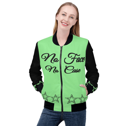 No Face, No Case Womens Mint Green Zip Up Jacket