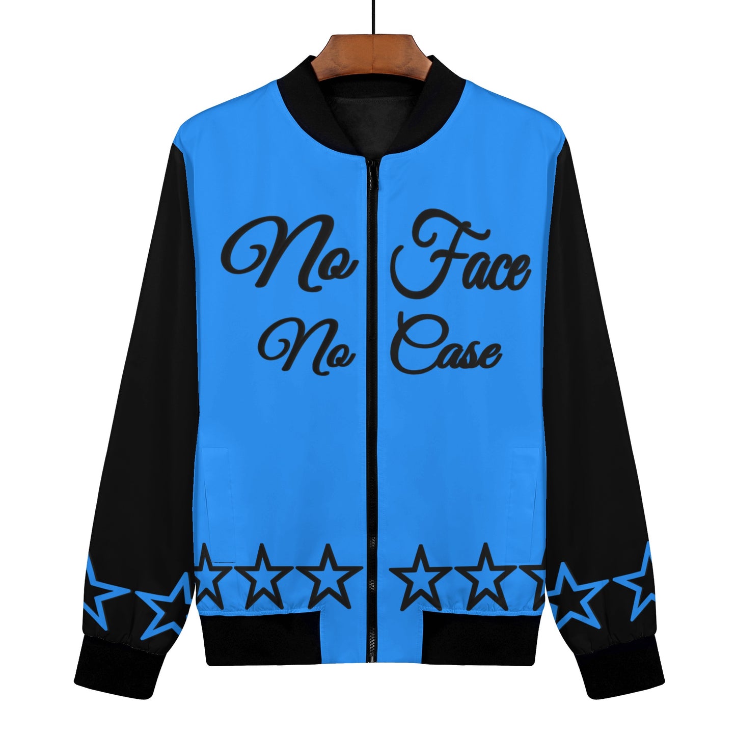 No Face, No Case Womens Blue Zip Up Jacket