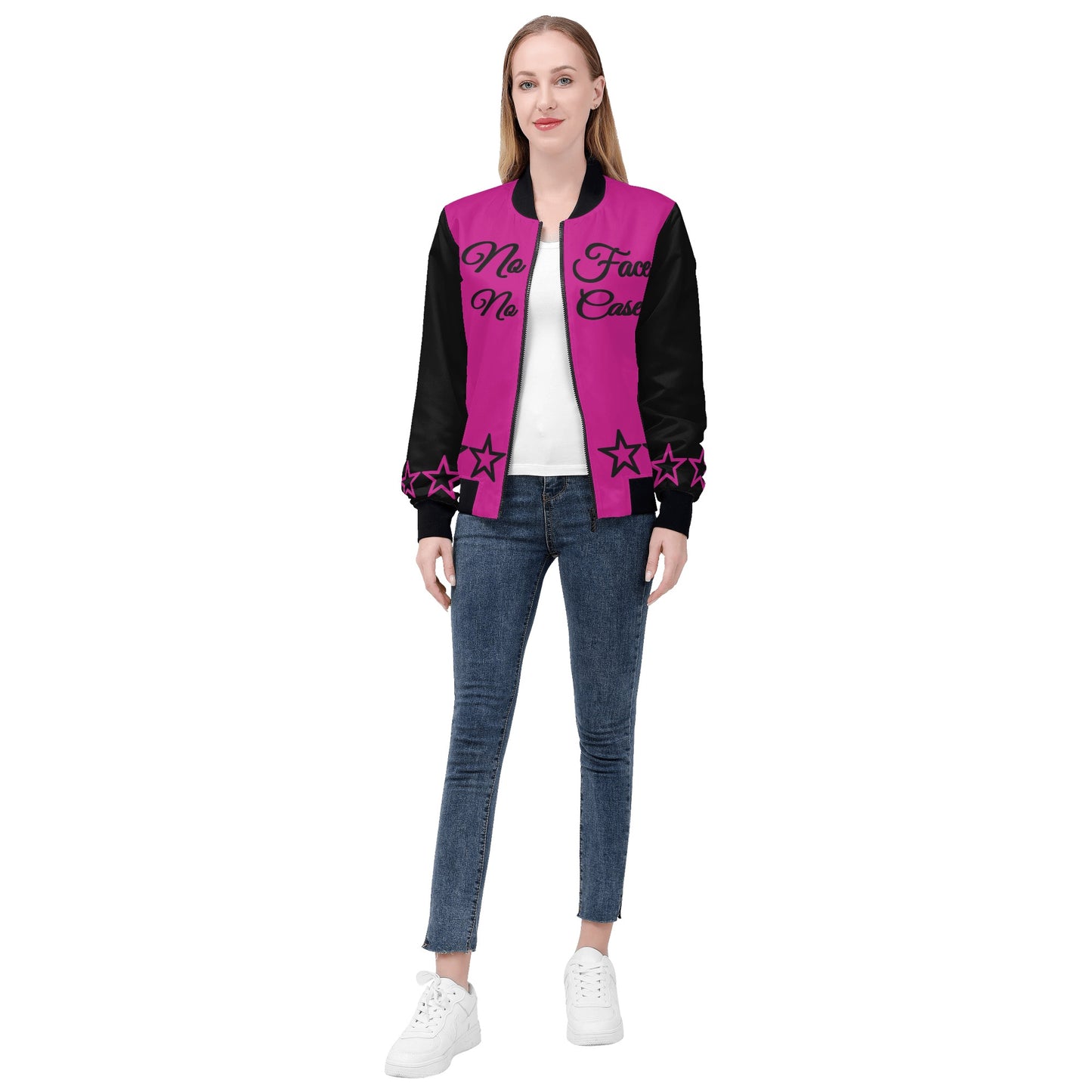 No Face, No Case Womens Purple Zip Up Jacket