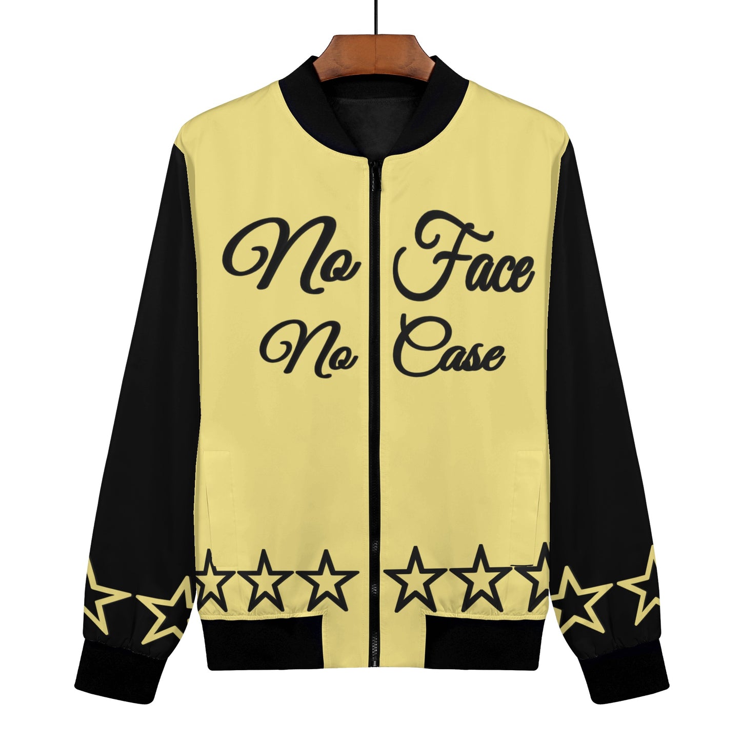 No Face, No Case Womens Tan Zip Up Jacket