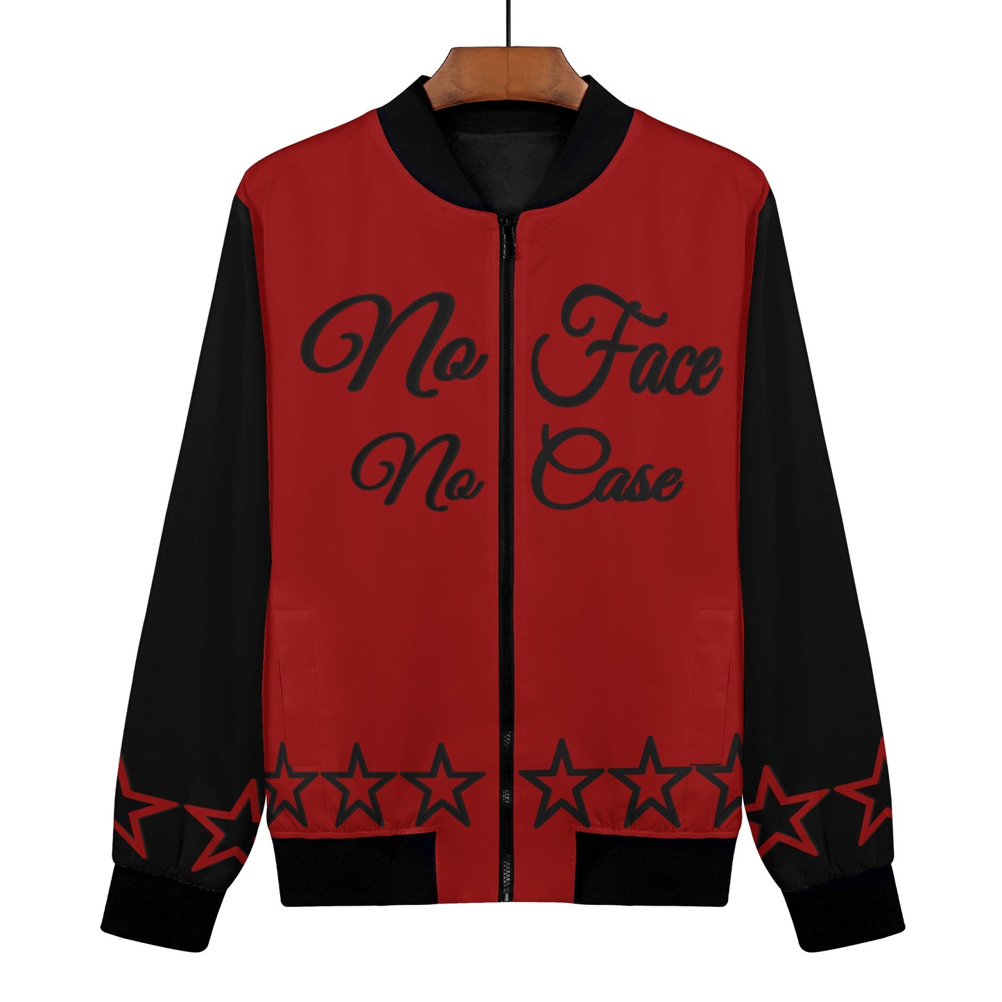 No Face, No Case Womens Maroon Zip Up Jacket