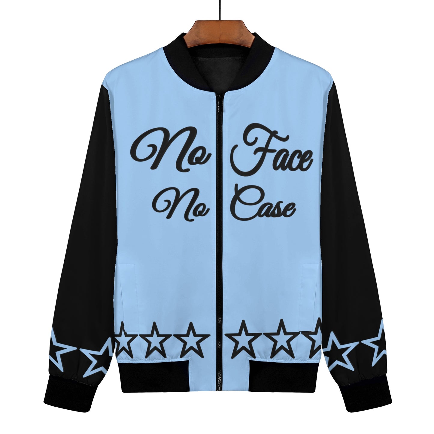 No Face, No Case Womens Sky Blue Zip Up Jacket