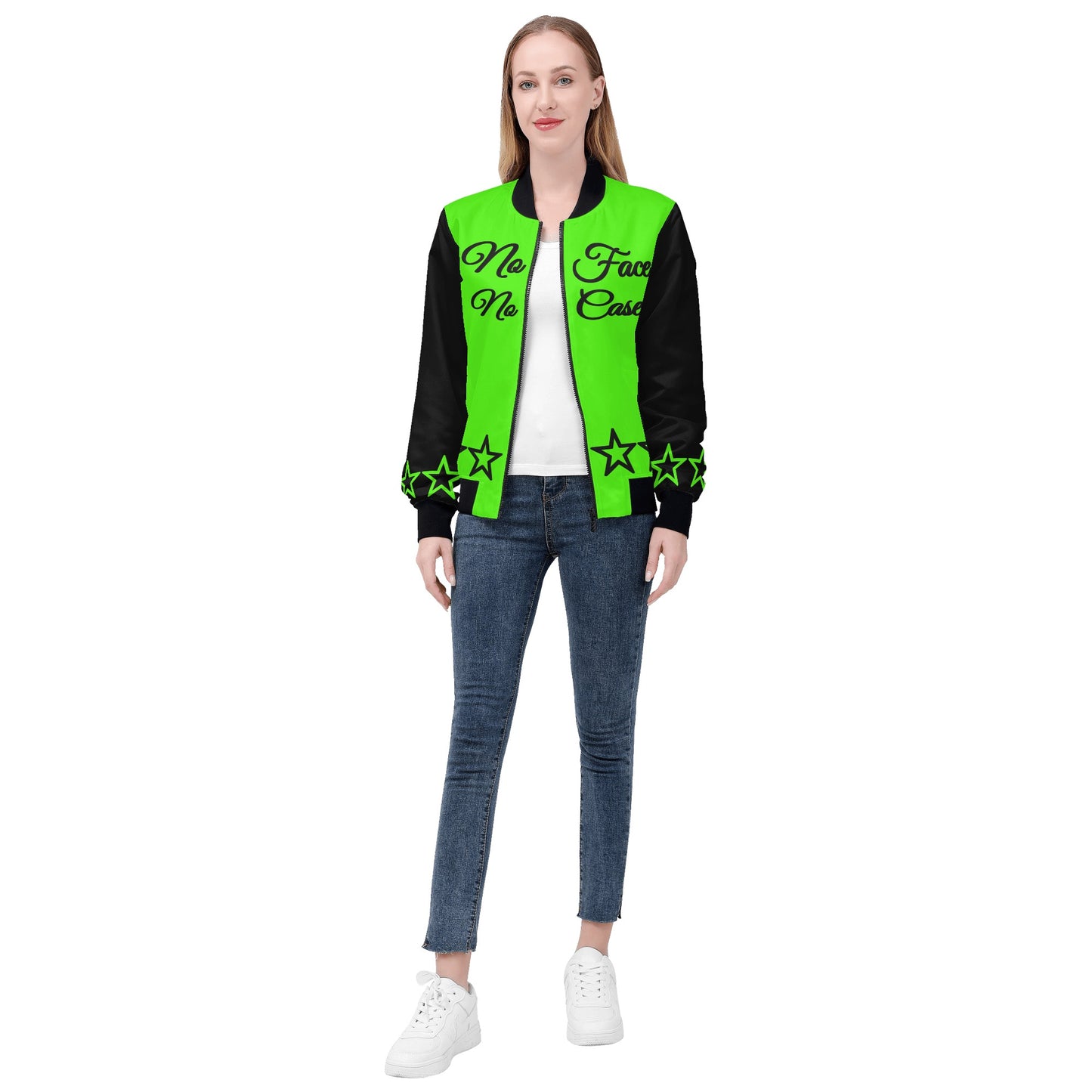 No Face, No Case Womens Goo Green Zip Up Jacket