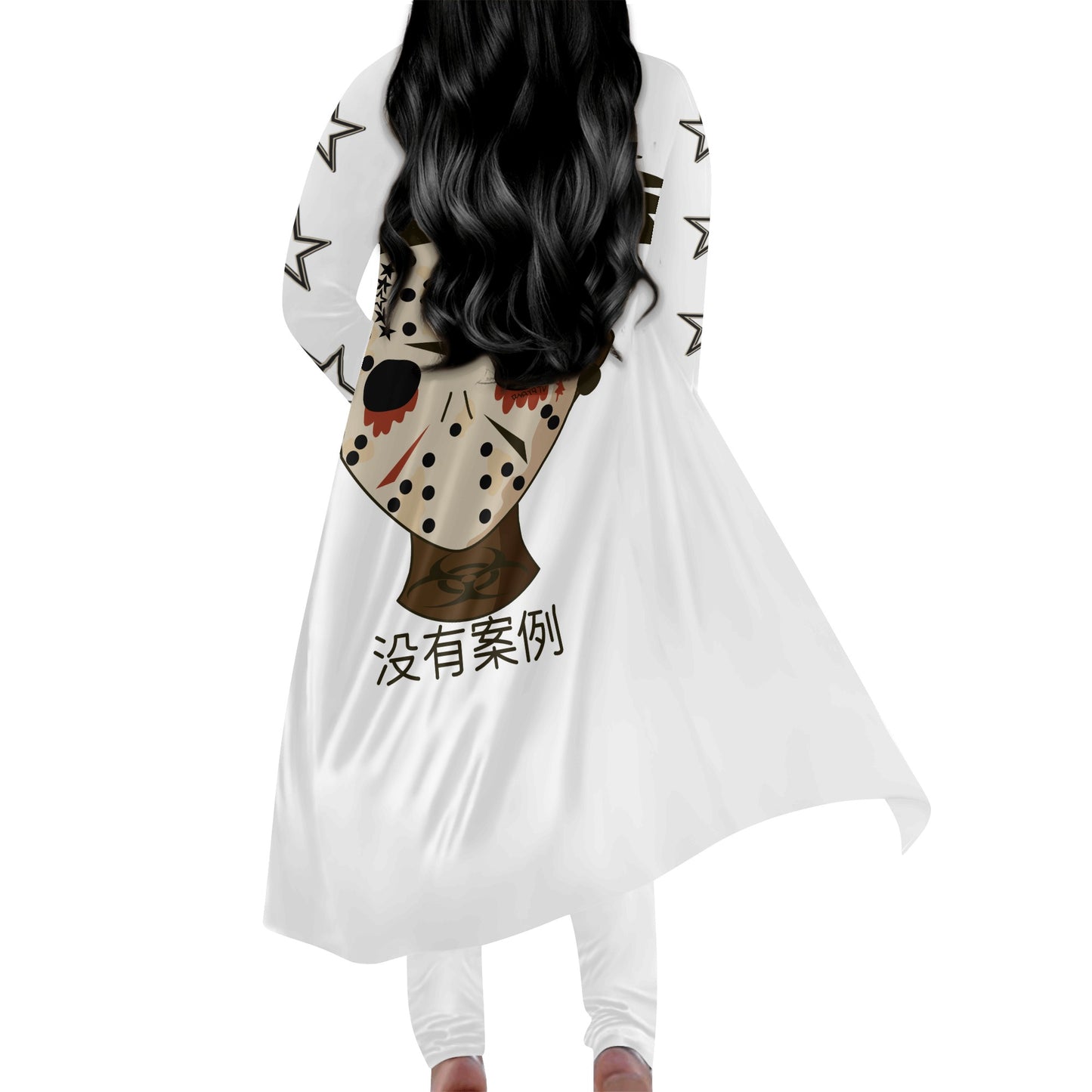 No Face, No Case Womens White Long Sleeve Cardigan and Leggings 2pcs