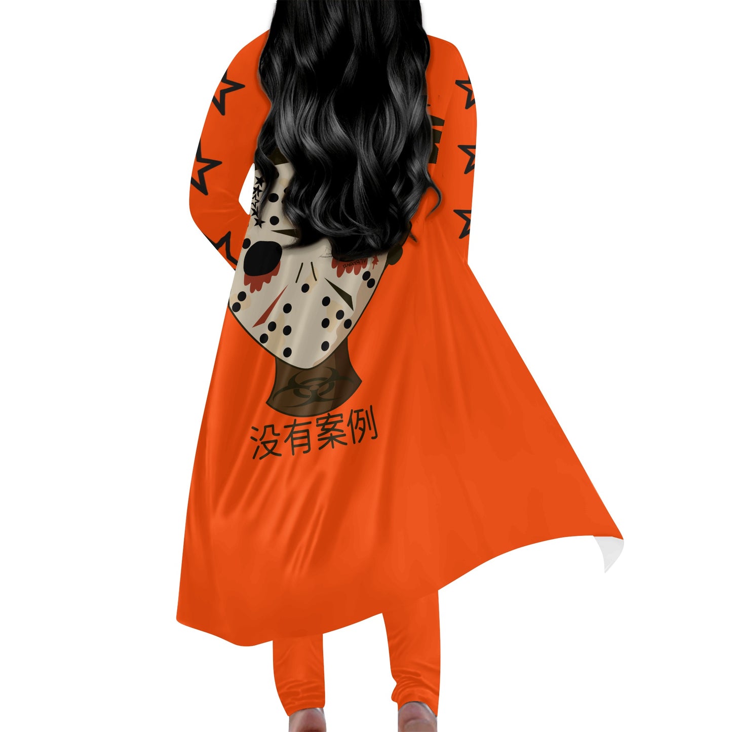 No Face, No Case Womens Dark Orange Long Sleeve Cardigan and Leggings 2pcs