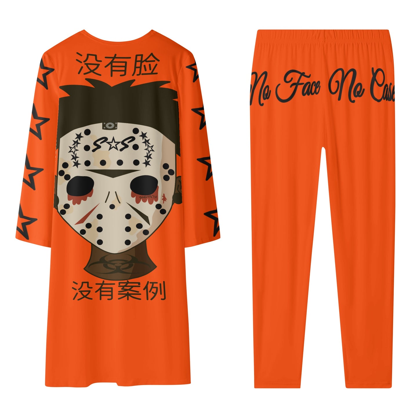 No Face, No Case Womens Dark Orange Long Sleeve Cardigan and Leggings 2pcs