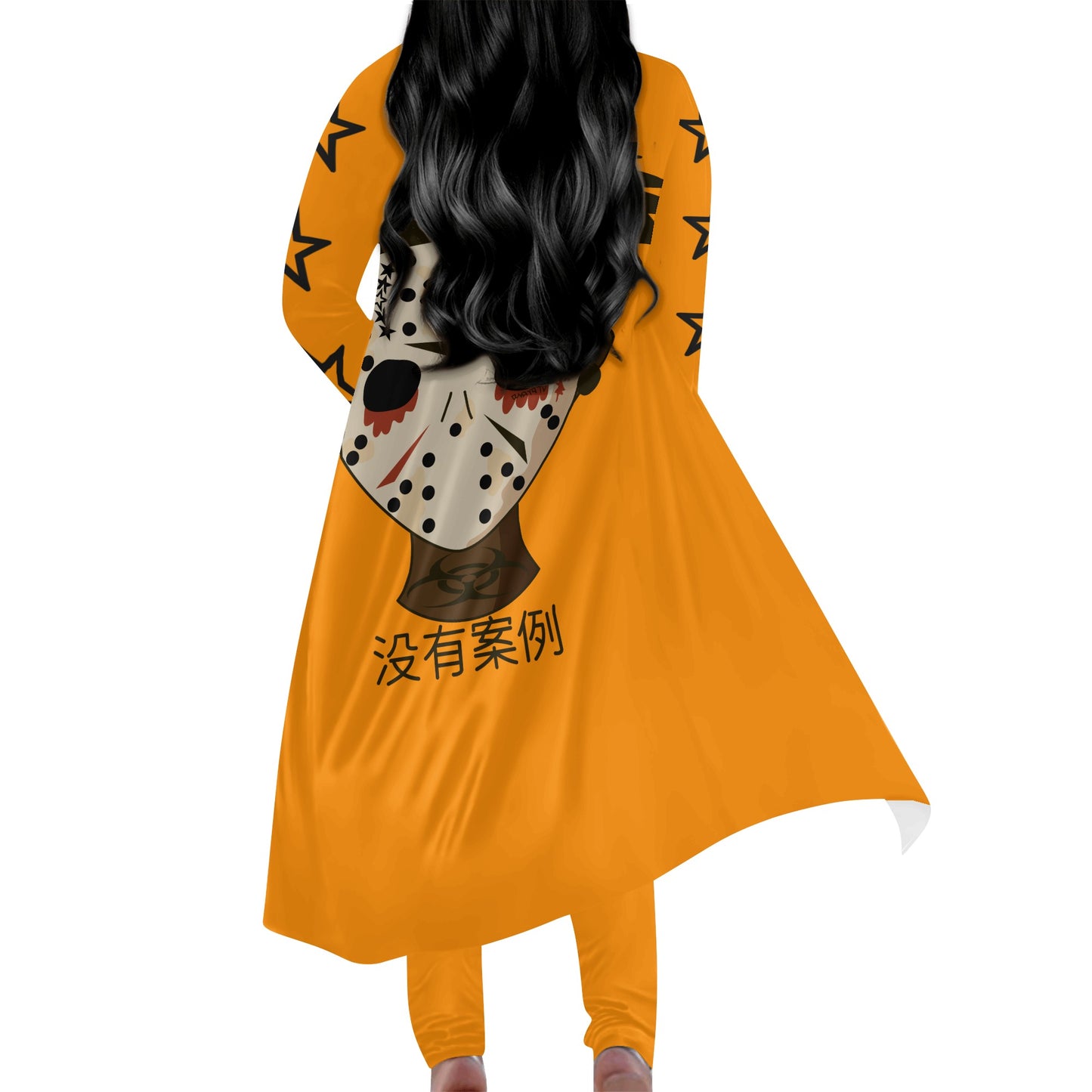 No Face, No Case Womens Orange Long Sleeve Cardigan and Leggings 2pcs