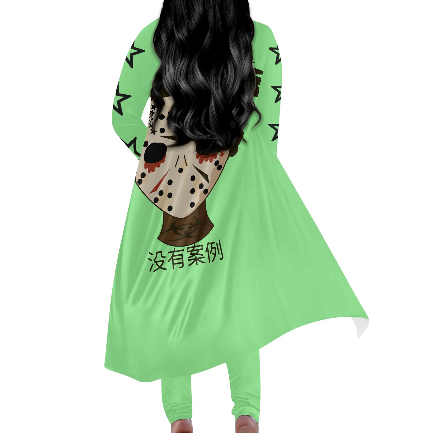 No Face, No Case Womens Mint Green Long Sleeve Cardigan and Leggings 2pcs