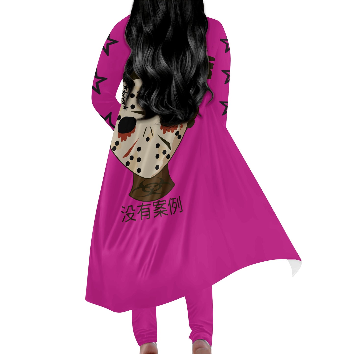 No Face, No Case Womens Purple Long Sleeve Cardigan and Leggings 2pcs