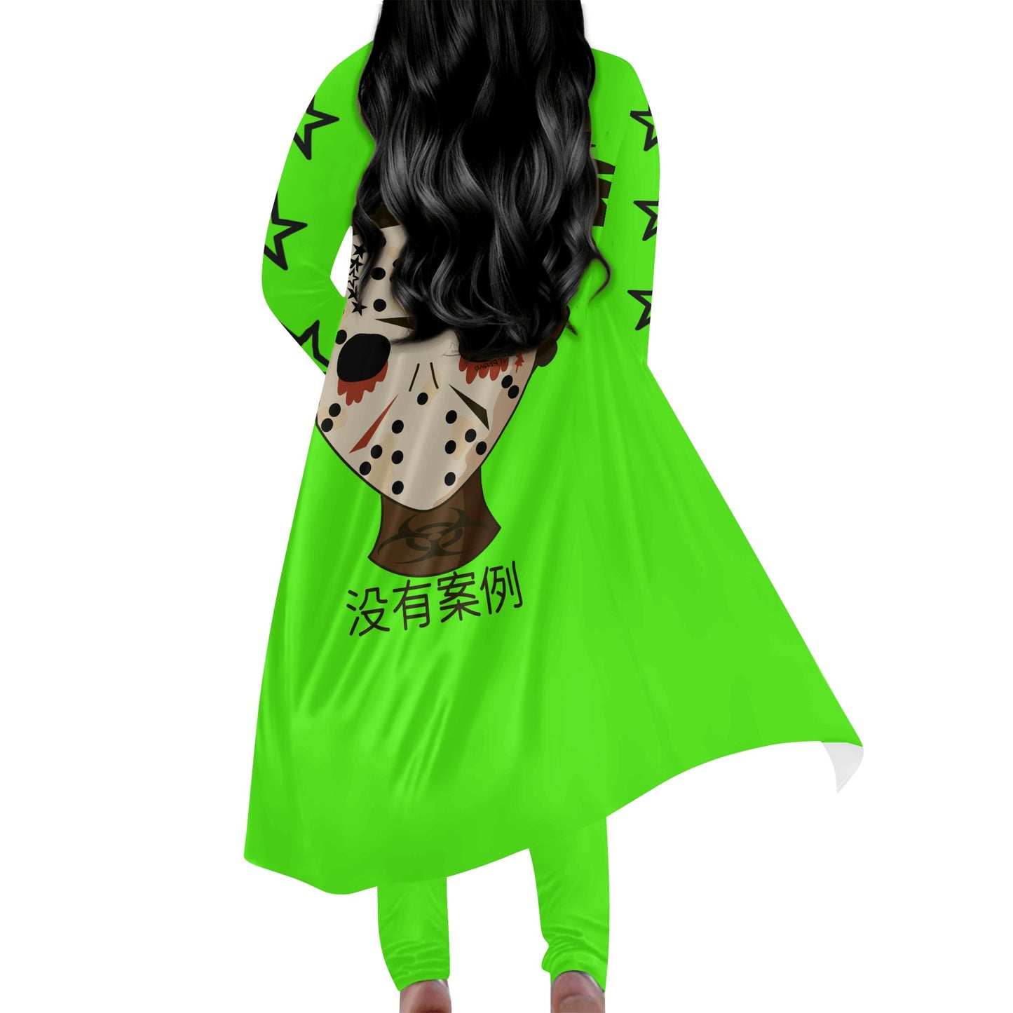 No Face, No Case Womens Goo Green Long Sleeve Cardigan and Leggings 2pcs