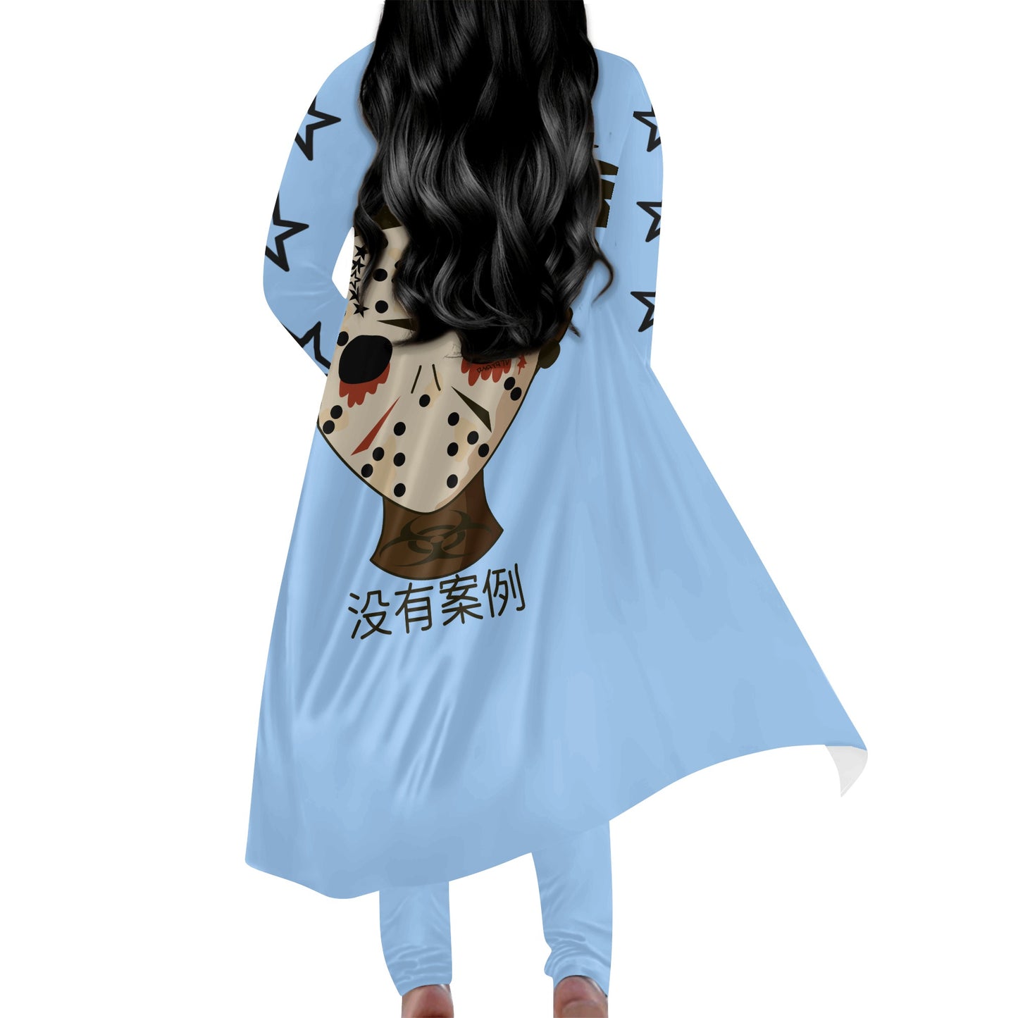 No Face, No Case Womens Sky Blue Long Sleeve Cardigan and Leggings 2pcs