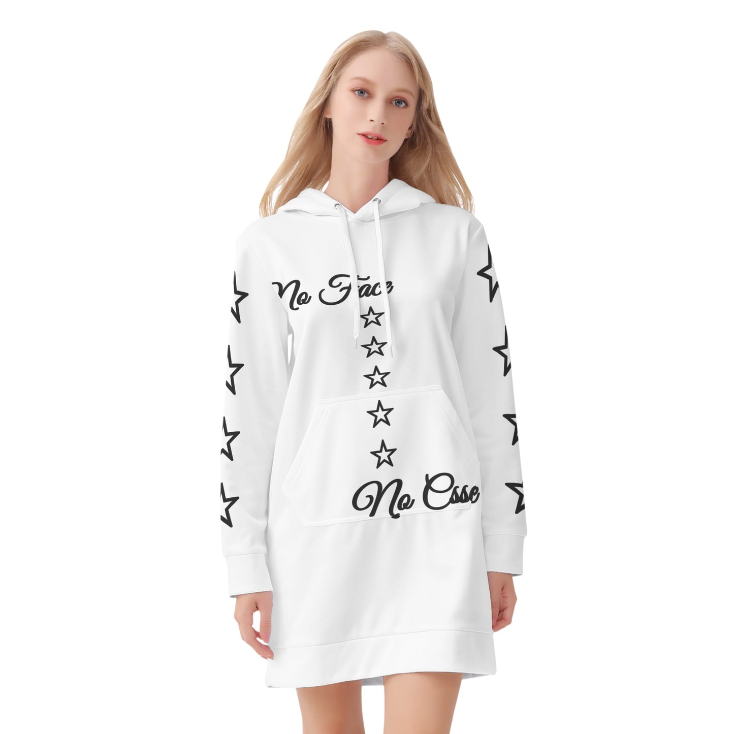 No Face, No Case Womens White Hoodie Dress