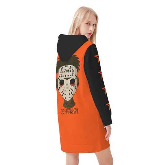 No Face, No Case Womens Dark Orange Hoodie Dress